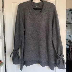 Zara Sweater - Grey w/ Tied / Bell Sleeves
